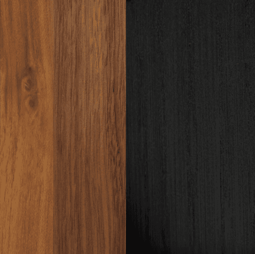 Veneered lacquered black and walnut